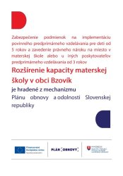 Rozšírenie kapacity materskej školy v obci Bzovík
